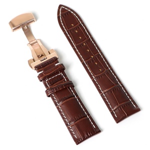 악어 패턴 천연 가죽 시계줄 화이트 스티치 남녀공용 18mm 20mm 22mm - Product Image 1