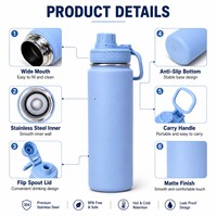 Flacon à vide de 750ml avec logo personnalisé bouteille thermos de gymnastique isolée bouteille d'eau en acier inoxydable pour l'école de sports de plein air