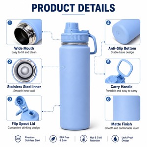 Flacon à vide de 750ml avec logo personnalisé bouteille thermos de gymnastique isolée bouteille <span class=keywords><strong>d</strong></span>'<span class=keywords><strong>eau</strong></span> en acier inoxydable pour l'école de sports de plein air - Product Image 4