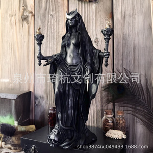 Estatua de diosa de resina con antorcha y capa, decoración de Halloween para sala de estar, artesanía hecha a mano, regalo para adultos QH - Product Image 1