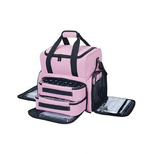 Free Sample <b>Nail</b> Lamp Waterproof Polyester Heavy Duty <b>Nail</b> <b>Polish</b> <b>Organizer</b> Bag with 2 Removable Pouches - Product Image 1