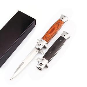 Cuchillo de Camping Táctico Personalizado para Exteriores, Acero 3CR13, Mango de Madera y Resina, Cuchillo Plegable Estilo Mafia <span class=keywords><strong>Italiana</strong></span>, Venta al Por Mayor - Product Image 6