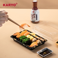 1105 recyclable résistant Flexible anti-rayures Sushi nourriture gâteau fruits plateau boîte en plastique ensemble avec couvercle