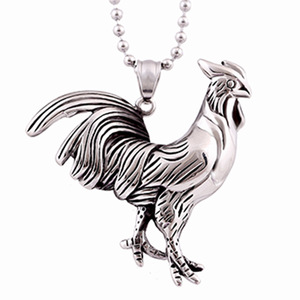 Collar con Colgante de Gallo de Acero Inoxidable, Amuleto Animal de Moda para Hombre, Acero 304, Joyería para Uso Diario, Regalo - Product Image 1