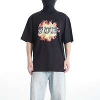 T-shirt décontracté pour homme, 100% coton, coupe ample et carrée, grammage lourd, motif gaufré, manches classiques, personnalisable avec impression en relief