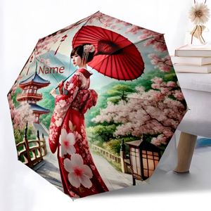 1 pièce, sans MOQ, parapluie pliant personnalisé avec nom de fille, motif fleur de cerisier, cadeau, impression UV, Guarda Chuva Personalizado - Product Image 3