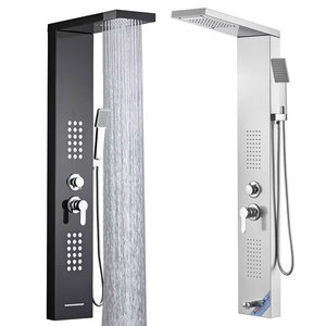 Đen 304 thép không gỉ treo tường đa chức năng Spa vòi hoa sen hệ thống hoàn chỉnh phòng tắm thiết lập với mưa mô hình vòi hoa sen Bảng điều khiển - Product Image 2