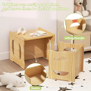 Table d'apprentissage Montessori en bois massif pour bébé avec repose-pieds, design sécurisé pour la sécurité des enfants - Product Image 2