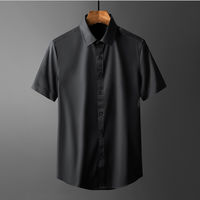 Chemise habillée homme d'été de haute qualité, blanche, à manches trois-quarts, coupe ajustée, décontractée, en satin de soie/coton, infroissable et écologique