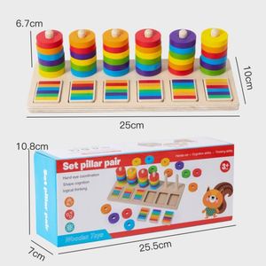 Juguete Educativo de Madera Montessori para Niños en Edad Preescolar, para Clasificar y Apilar, Reconocimiento de Colores y Formas - Product Image 6