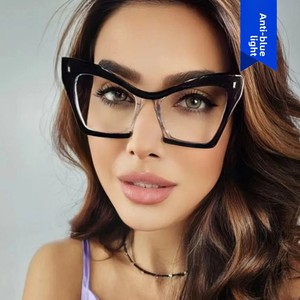 Lunettes anti-lumière bleue pour femme, monture complète œil de chat, style papillon, pour visage carré, motif géométrique, clous de riz, <span class=keywords><strong>Cyber</strong></span> - Product Image 4