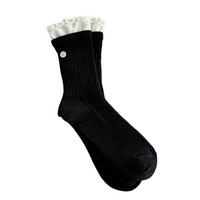 Chaussettes d'hiver chaudes en coton pour femmes, style japonais, double couche, avec revers contrastant et bouton, style vintage