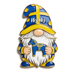 Paire de magnets de réfrigérateur Gnome de Noël suédois <span class=keywords><strong>en</strong></span> alliage de zinc émaillé avec rennes et bonhomme de neige, souvenir de vacances nordiques personnalisable - Product Image 2