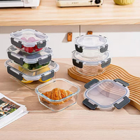 En stock, contenants alimentaires en verre multi-capacités avec couvercle hermétique, adaptés au réfrigérateur, boîtes de préparation de repas, boîtes à lunch