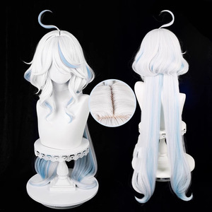 Perruque longue et droite Water Goddess Funina Carlos Los Cosplay avec frange latérale, ligne de cheveux naturelle, couvre-tête complet - Product Image 1