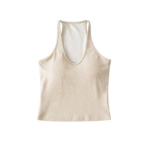 Nuovo Top Autunnale Aderente per Ragazze, Stile Casual Sexy <span class=keywords><strong>con</strong></span> <span class=keywords><strong>Spalline</strong></span> <span class=keywords><strong>Sottili</strong></span>, Tinta Unita <span class=keywords><strong>con</strong></span> Logo Frontale, Imbottitura sul Petto, Tessuto Lavorato a Maglia - Product Image 5