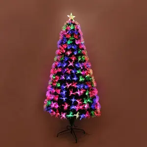 圣诞装饰塑料装饰仿真光学户外光纤圣诞树，带发光二极管灯