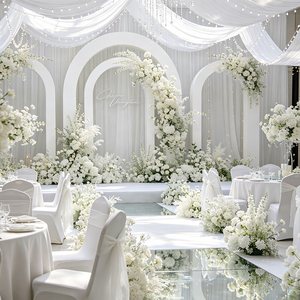 Flores para Boda, Serie Blanca, Personalizables con Imagen, Arreglo Floral Artificial, Decoración para Fiestas, Baby Shower, Adornos para Escenarios - Product Image 1