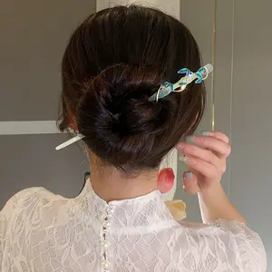 Vintage cinese tradizionale verde giada bambù tornante classico nappa capelli bastone donne eleganti eleganti accessori per capelli Hanfu