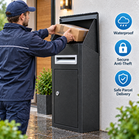 Boîte à colis compacte 75L, boîte aux lettres verticale en métal, verrouillable, autoportante, pour petite véranda