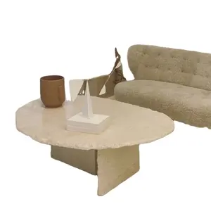 Benutzer definierte Luxus Stein Tisch Möbel Design Hotel Lobby Home Wohnzimmer Cafe Beistell tisch Luxus Marmor Kaffee Travertin Tisch