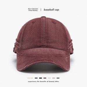 Casquette de baseball 6 panneaux unisexe en coton délavé et vieilli avec broderie de lettres, ajustable, pour le printemps et l'été, style streetwear - Product Image 3