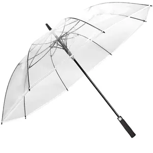 大人のための長いハンドルPVC透明で厚くて耐久性のあるカスタムプリントロゴを備えた大型ゴルフ防風傘