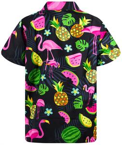 Hawaiian <strong>Shirt</strong> for <strong>Men</strong> <strong>Funky</strong> Casual Button Down Short Sleeve Custom Hawaiian <strong>Shirt</strong> Very Loud Unisex Flamingos Watermelon - Product Image 4