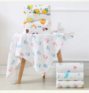 定制包装竹棉平纹细布2层婴儿襁褓60*60被子套装
