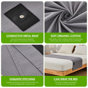 EMF Protection 15% Silver <strong>Grounding</strong> Bed Flat Sheet For Earthing Pain Relief Holistic Health Jet Lag Recovery With OEKO Certified - Product Image 4