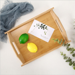 Bamboo Serving Tray Double Handle Household Use Natural Wood Pattern Dishwasher Safe No <b>Microwave</b> Safe No - Product Image 3