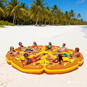 Gommone Gonfiabile Gigante a Forma di Pizza per Adulti, Materassino Galleggiante da Spiaggia 120x155x20cm, Giocattolo Estivo per Feste in Piscina - Product Image 2