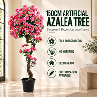Arbre d'azalée en soie artificielle 150 cm, toucher réel, résistant aux UV, écologique, décoration pour bureau, hôtel, événements, ignifuge, directement de l'usine