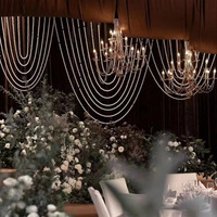 Decoración DE BODA moderna, fondo arqueado, decoración de techo, nuevos accesorios, cadena de perlas, cortina colgante ondulada, cortina de agua colgante
