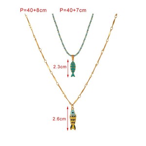 Collar con Colgante de Pez Esmaltado Colorido Estilo Océano, Cadena de Cuerda Trenzada Chapada en Oro de 18K para Mujer - Product Image 6