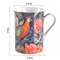 Tasses en porcelaine personnalisées uniques à motif floral et d'oiseaux vintage 15 oz, impression artistique exquise, compatibles micro-ondes et lave-vaisselle, réutilisables avec poignée