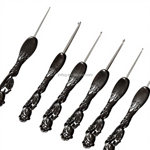 Agujas de <span class=keywords><strong>Ganchillo</strong></span> Hechas a Mano de Madera de Ébano Rosa, Personalizables, Portátiles, Duraderas, Ecológicas, con Puntas de Acero Inoxidable Suaves - Product Image 2