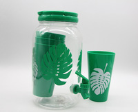Pichet d'eau froide transparent réutilisable en plastique, 2,5 L/3,8 L, avec robinet, design moderne, vente en gros d'usine