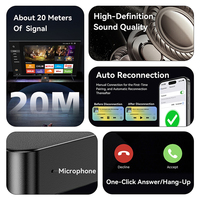 Receptor Bluetooth 6,0, conector auxiliar de 3,5mm, adaptador inalámbrico RCA, micrófono incorporado, adaptador inalámbrico de música estéreo para altavoz/amplificador doméstico