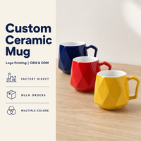 Mug à café personnalisé 375 ml, impression de logo sur mesure, glaçure à facettes diamantées, vente en gros pour hôtel, café, bureau, cadeau promotionnel