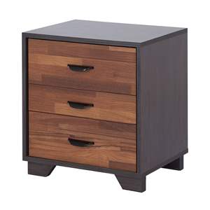 <b>Walnut</b> And Espresso 3 Drawer Rectangular Accent <b>Table</b> With Storage Drawers For Living Room Minimalist Design - Product Image 1