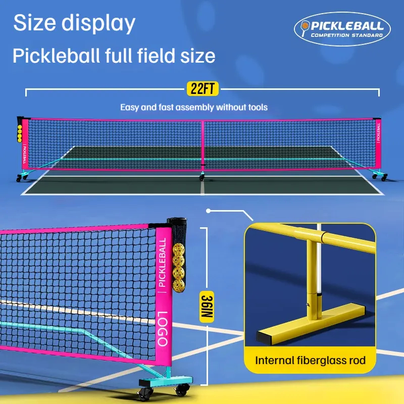 Atacado removível de aço inoxidável portátil para praia tênis pickleball rede portátil fácil instalação sistema conjunto de rede pickleball ao ar livre