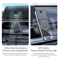 Chargeur de voiture sans fil électrique certifié Magstand 15W PD3.0 avec aimant puissant N52, utilisation à une main, conception stable à 2 crochets pour ordinateur portable