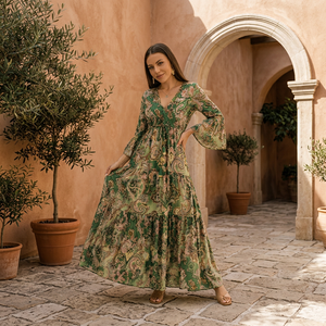 Vestido Maxi de Línea A, Hecho a Mano, de Primera Calidad, Sin Mangas, Estilo Fiesta, Ecológico, Transpirable, con Dobladillo, 100% Algodón para Mujer - Product Image 2