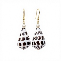 Ensemble de boucles d'oreilles et collier en acier inoxydable avec coquillages coniques hébreux naturels Conus Ebraeus et perles, bijoux tendance pour femmes, cadeau