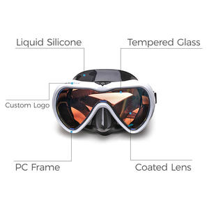 قناع Aloma بعدسة واحدة من السيليكون وزجاج مقسّى للغطس والغوص السطحي مع حزام رأس مقسوم وشعار بلاستيكي قابل للتخصيص - Product Image 4