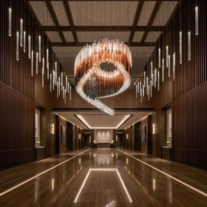 Lámpara de Araña Moderna de Cristal, Gran Tamaño, para Vestíbulo de Hotel, Luz LED Blanca Cálida, Control Remoto, Regulable, E27 - Product Image 4