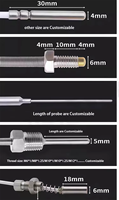 Sonde de température RTD Pt100 ultra-fine en cuivre 2*6mm avec connecteur à broches, sonde 3/4 fils, thermocouple en acier inoxydable