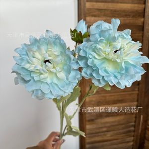 Rosas Artificiales Jinxi, Flores de Seda Azul Tiffany, Decoración para Bodas y Hogar, 3 Piezas - Product Image 4