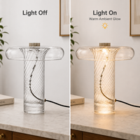 Lampe de table en verre soufflé à la main, spirale contemporaine, accent métallique doré, lumière d'ambiance pour hôtel, villa, éclairage d'intérieur, vente en gros